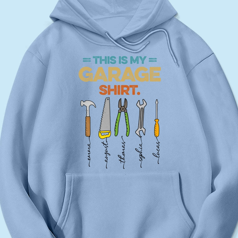 This Is My Garage Shirt Custom Kids Name - Personalized Shirt - Father's Day Gift For Mechanic Dad, Grandpa