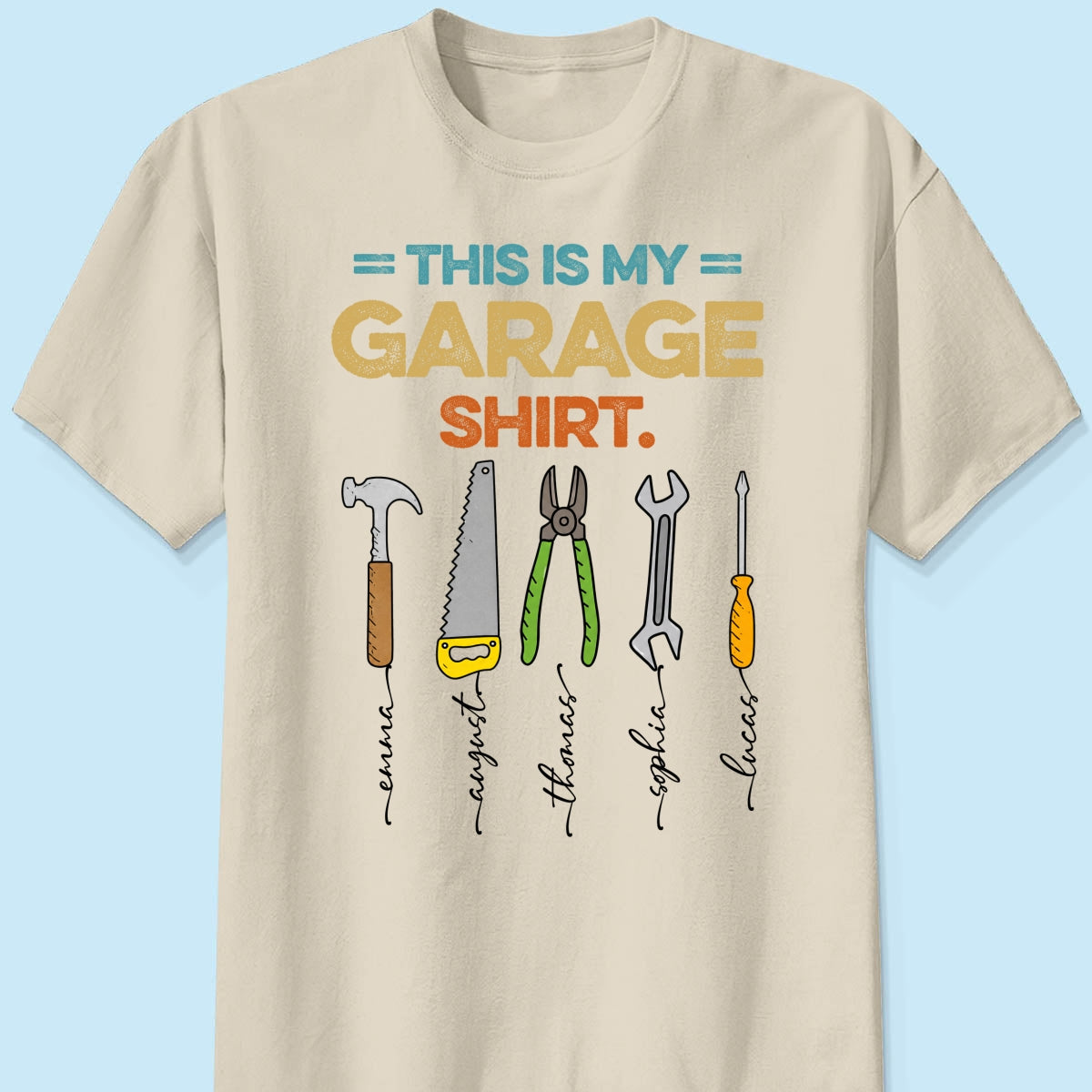 This Is My Garage Shirt Custom Kids Name - Personalized Shirt - Father's Day Gift For Mechanic Dad, Grandpa