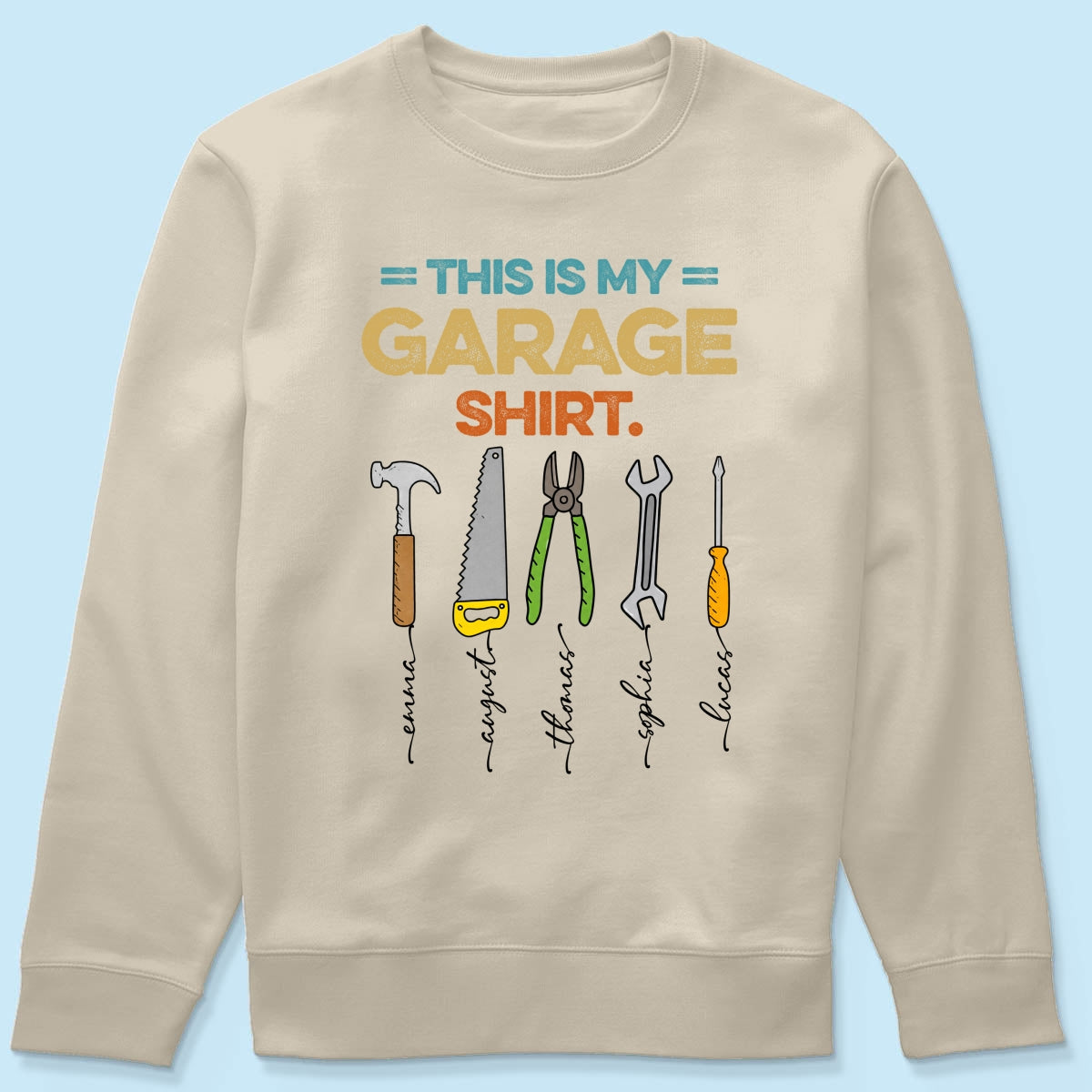 This Is My Garage Shirt Custom Kids Name - Personalized Shirt - Father's Day Gift For Mechanic Dad, Grandpa