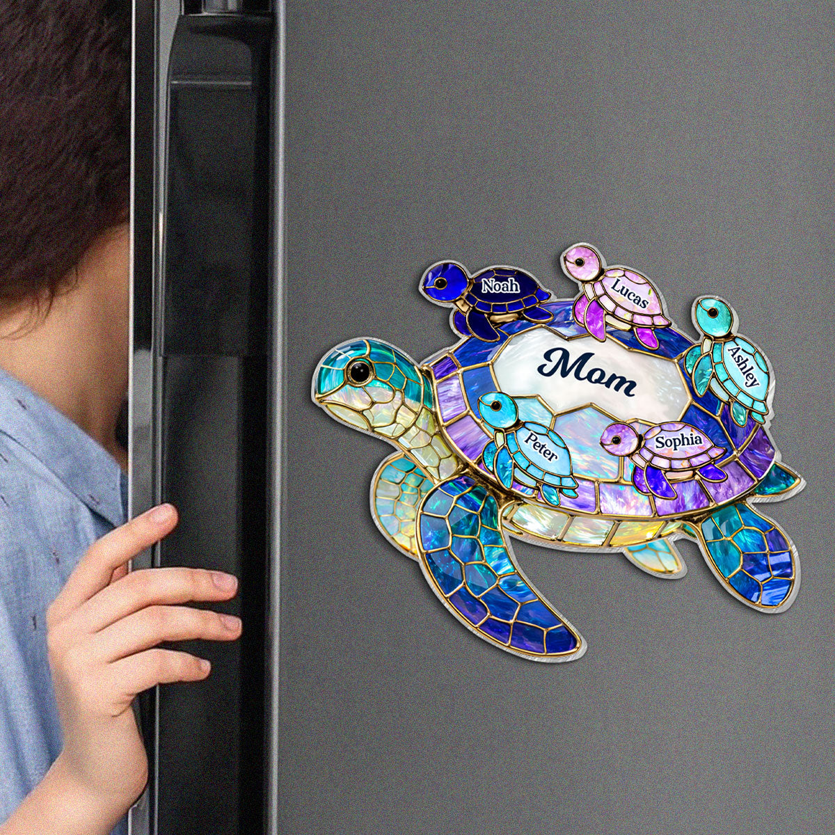 Mom Grandma Sea Turtle - Personalized Acrylic Fridge Magnet - Mother's Day Gift for Her