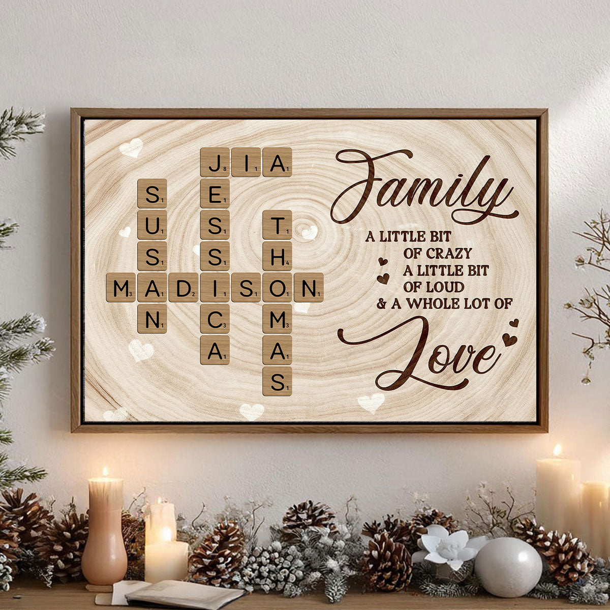 Family Crossword Wall Art A Whole Lot Of Love - Personalized Poster - Sentimental Gift for Loved Ones