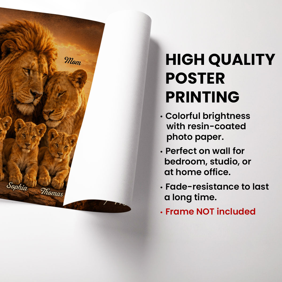 Lion Family The Only Thing - Personalized Poster - Father's Day Gift For Husband, Dad
