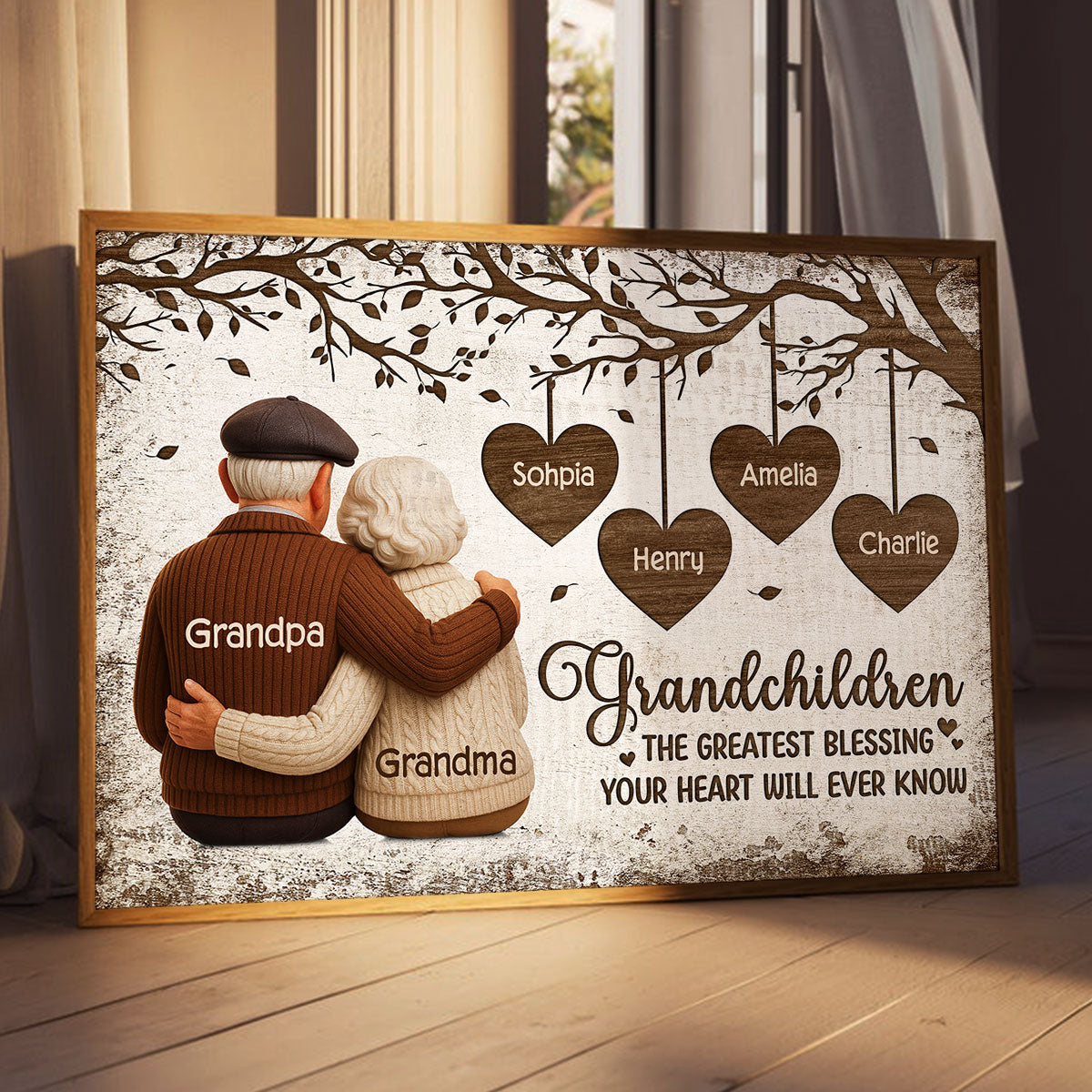 Grandparents And Grandkids The Greatest Blessing - Personalized Poster - Heartwarming Christmas Gift For Grandparents, Grandkids