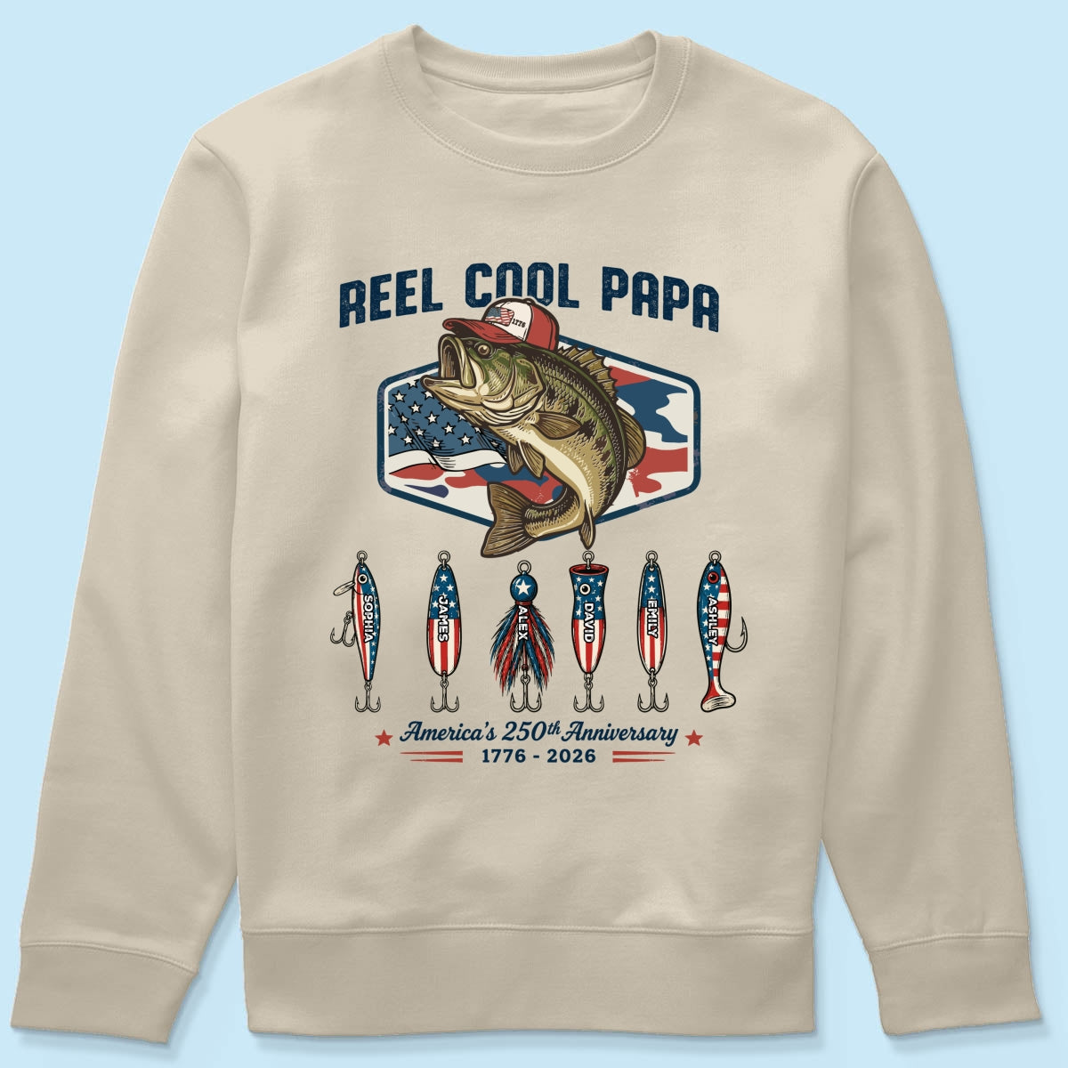 Reel Cool Dad Grandpa Custom Kid Names - Personalized Shirt - American 250th Anniversary Gift For Patriotics