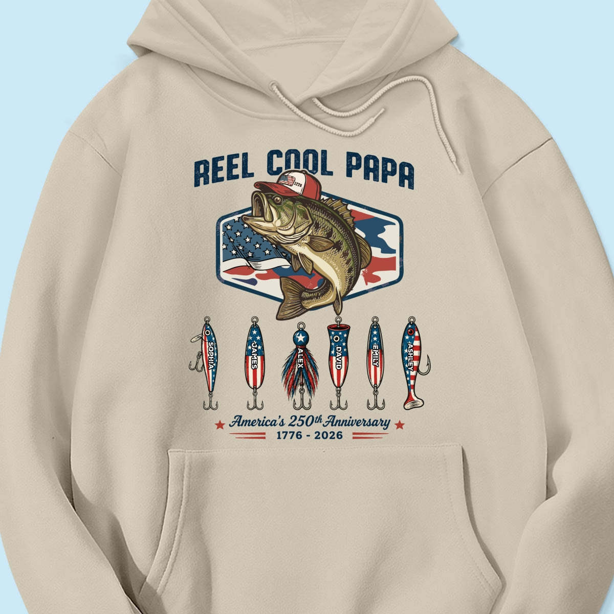 Reel Cool Dad Grandpa Custom Kid Names - Personalized Shirt - American 250th Anniversary Gift For Patriotics