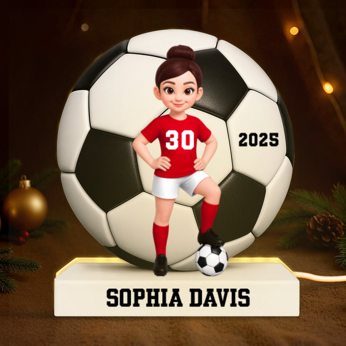 Soccer Boy Girl 3D Effect - Personalized Light Box - Christmas Gift for Teen Boy Girl Daughter Son
