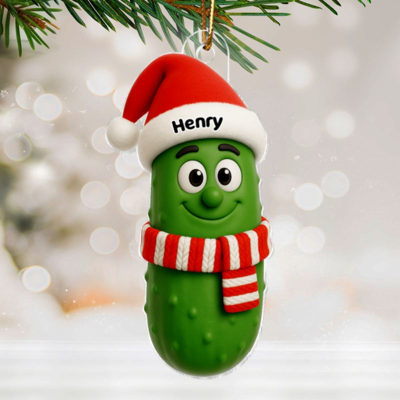 Christmas Pickle Characters - Personalized Acrylic Ornament - Funny White Elephant Gift