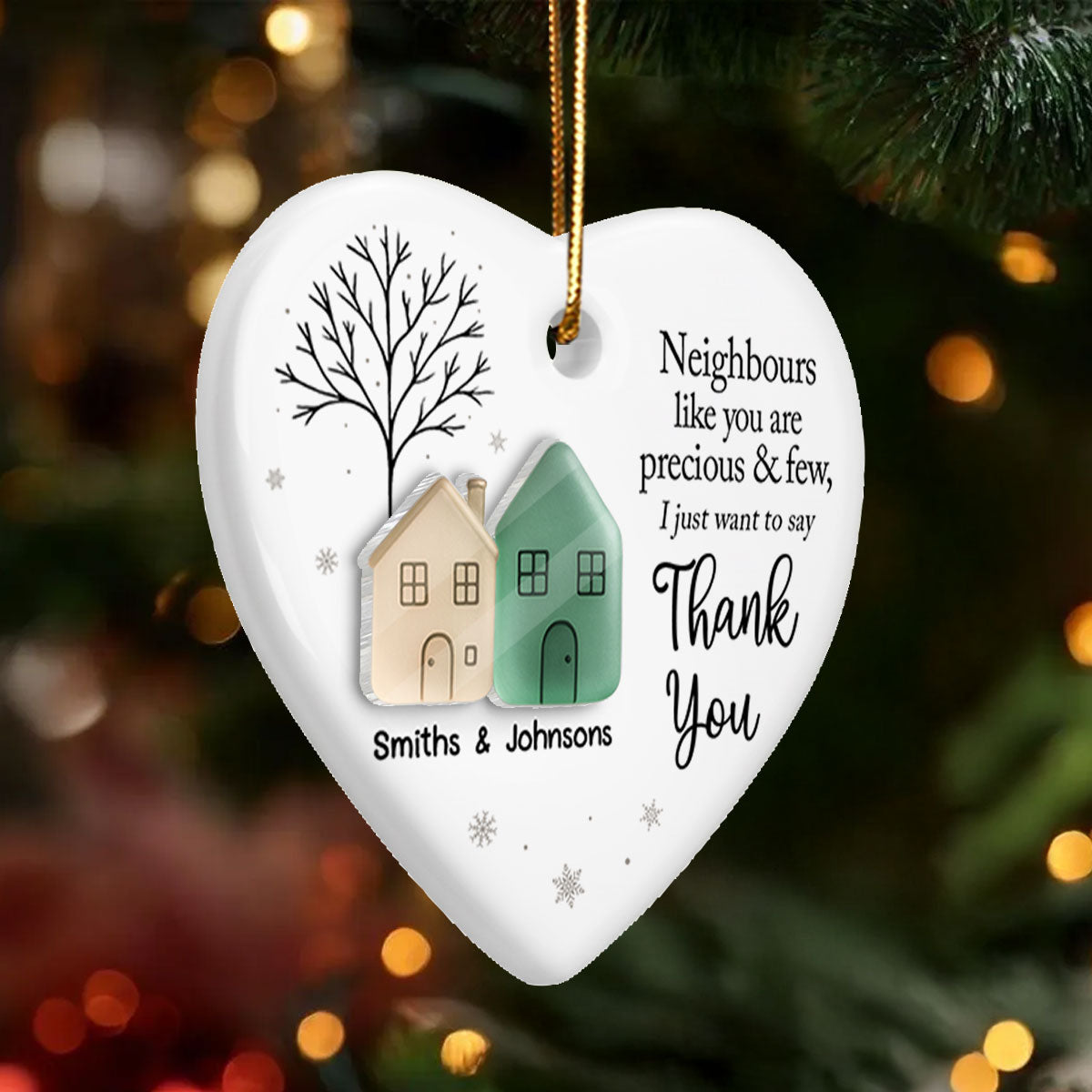 Thank You Neighbors 3D Effect Sea Glass Appreciation Gift - Personalized Ceramic Ornament With Acrylic