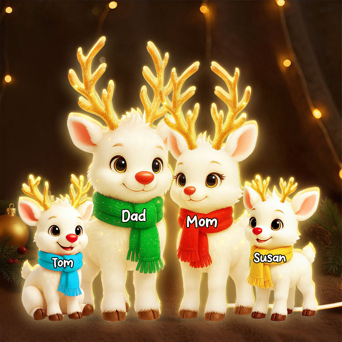 Festive Reindeer Family Members - Personalized Light Box - Christmas Decor for Family