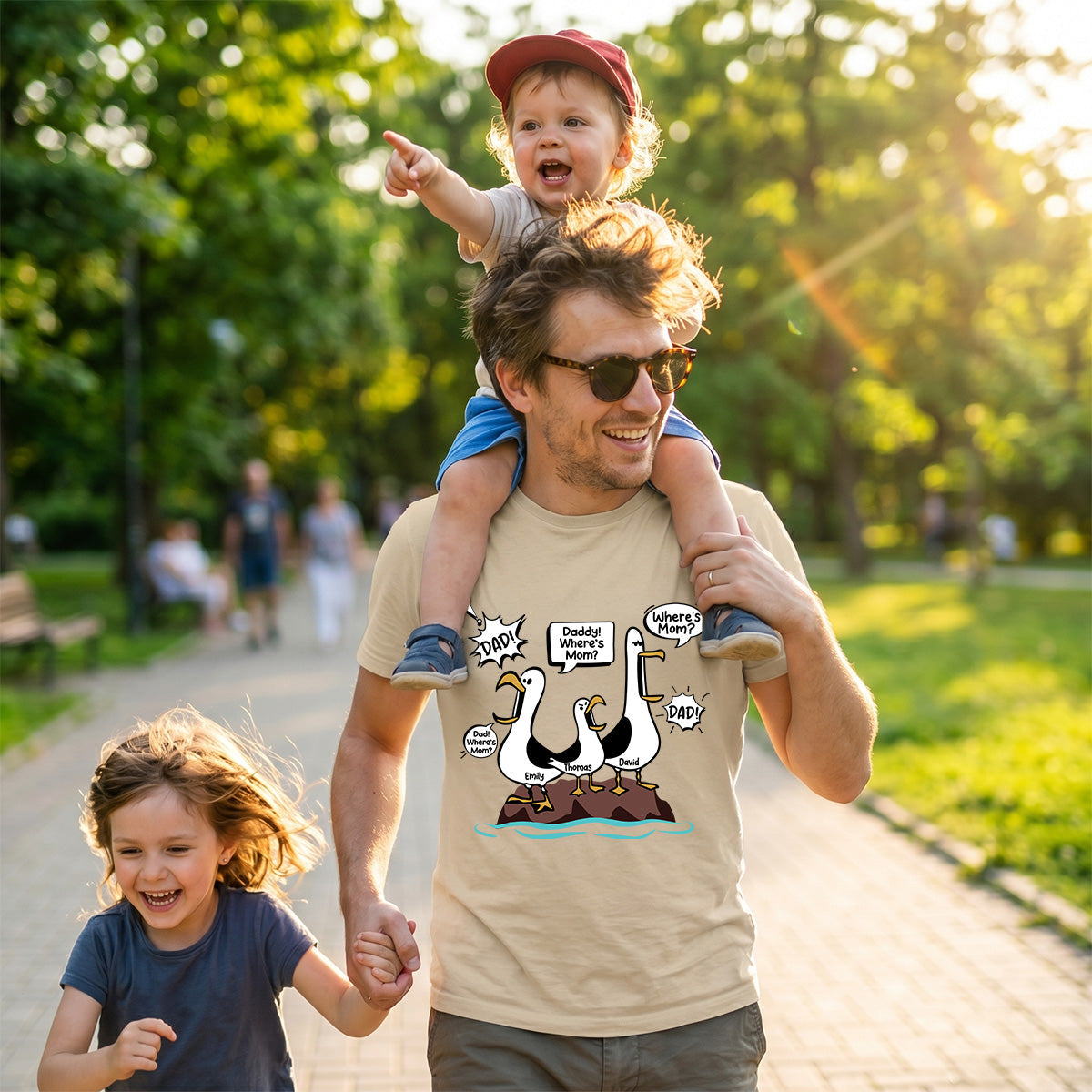 Where's Mom Funny Seagulls - Personalized Shirt - Funny Father's Day Gift For Dad, Husband