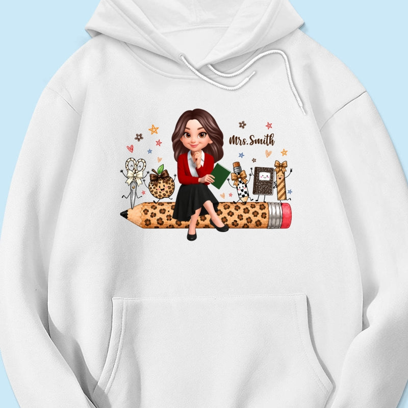 Leopard Teacher Life Happy School Suppliers Friends - Personalized Shirt - Back To School Gift For Teacher