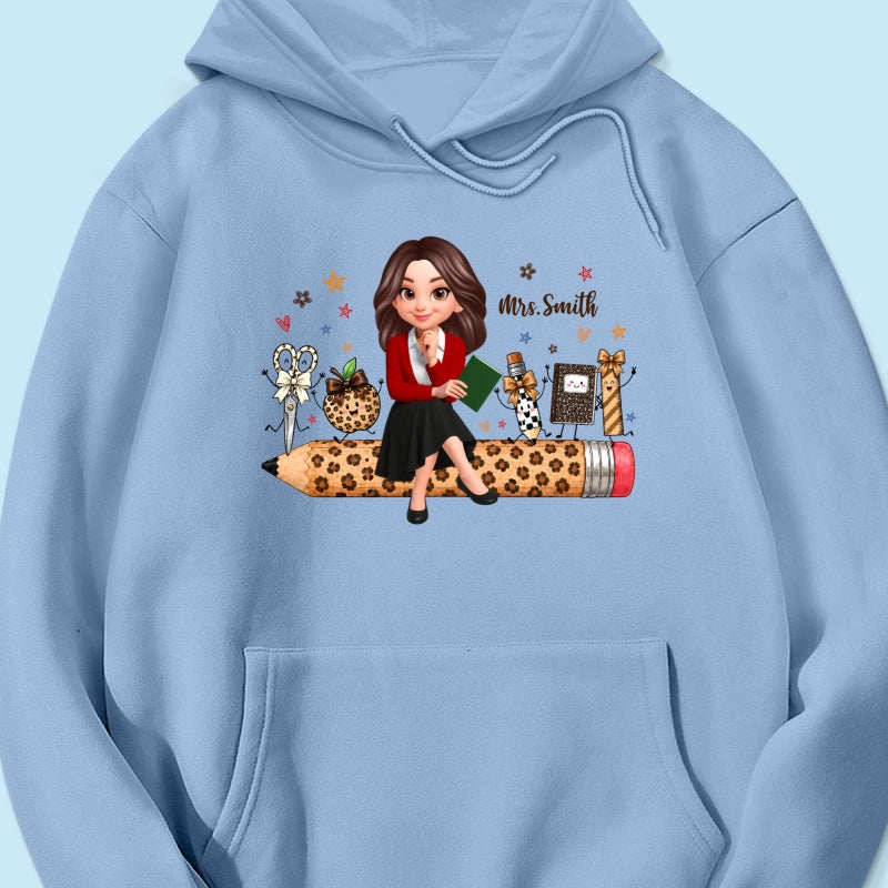 Leopard Teacher Life Happy School Suppliers Friends - Personalized Shirt - Back To School Gift For Teacher
