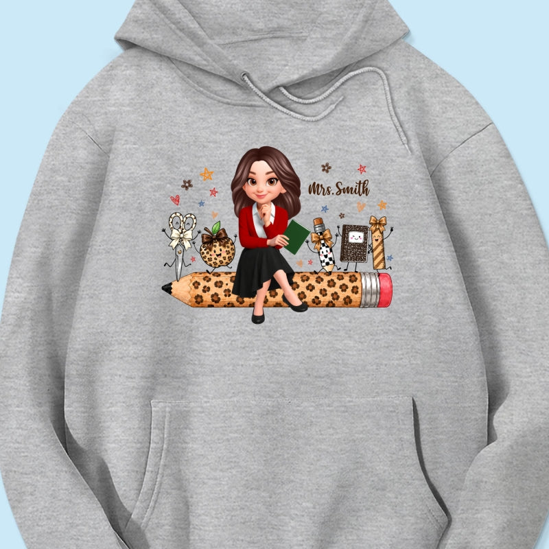 Leopard Teacher Life Happy School Suppliers Friends - Personalized Shirt - Back To School Gift For Teacher