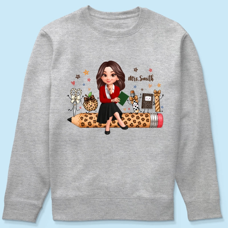 Leopard Teacher Life Happy School Suppliers Friends - Personalized Shirt - Back To School Gift For Teacher