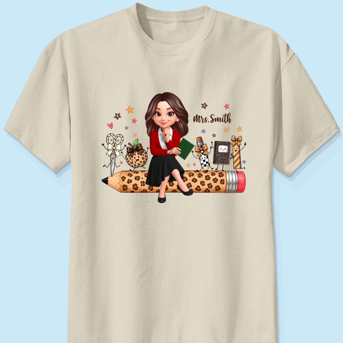 Leopard Teacher Life Happy School Suppliers Friends - Personalized Shirt - Back To School Gift For Teacher