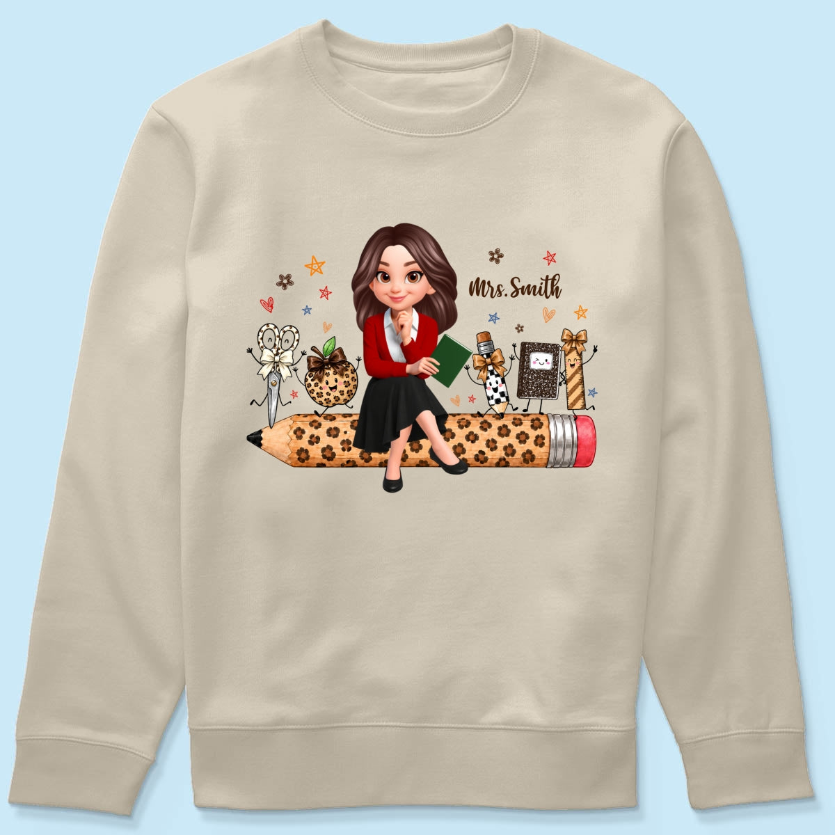 Leopard Teacher Life Happy School Suppliers Friends - Personalized Shirt - Back To School Gift For Teacher
