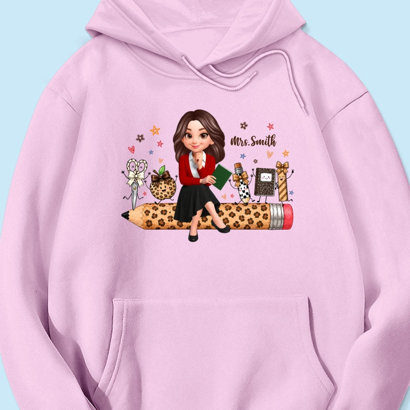 Leopard Teacher Life Happy School Suppliers Friends - Personalized Shirt - Back To School Gift For Teacher