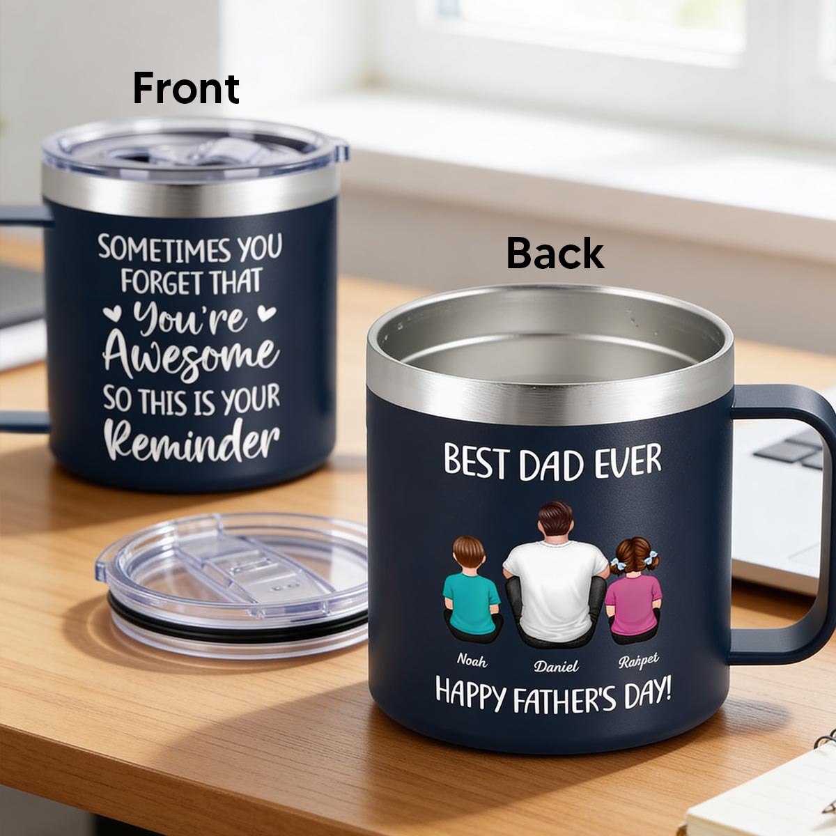 Sometimes You Forget That You're Awesome Best Dad Ever - Personalized Stainless Steel Tumbler with Handle