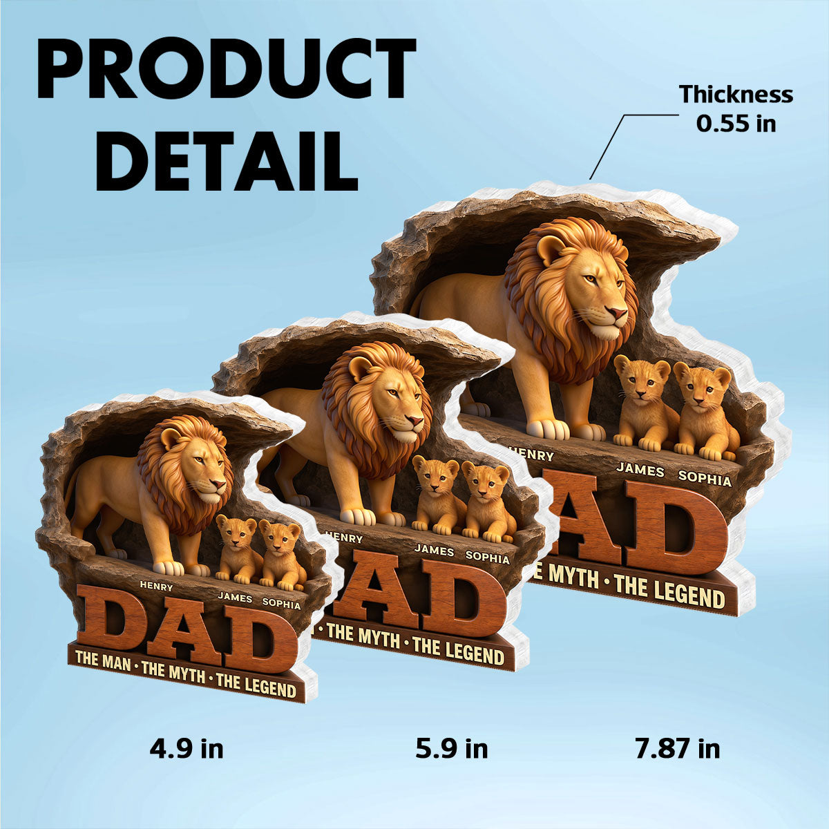 Lion Dad The Man The Myth The Legend - Personalized Acrylic Block Plaque - Cool  Gift For Dad