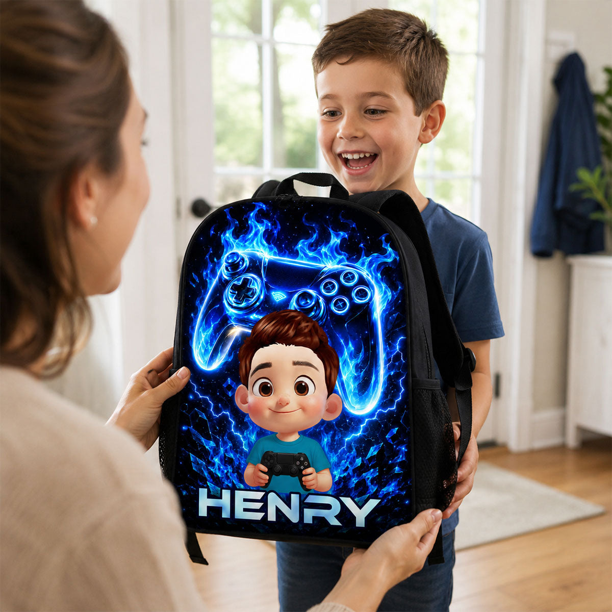 Gamer Trendy Design Backpack for Boys Girls - Personalized Backpack - Back to School Gift for Daughter, Son