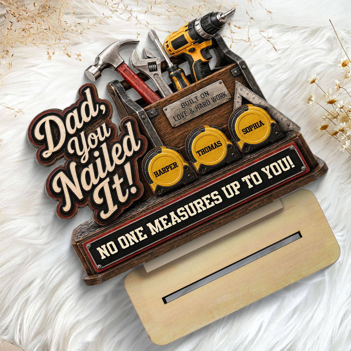 Dad You Nailed It Custom Name 2D Flat - Personalized 2-Layered Wooden Plaque -  Gift For Dad