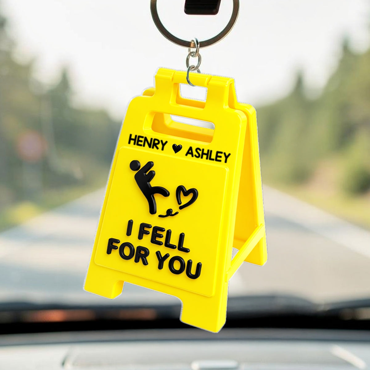 Romantic Message Sign I Fell For You - Personalized Acrylic Keychain - Valentine's Gift For Him, For Her, For Couple