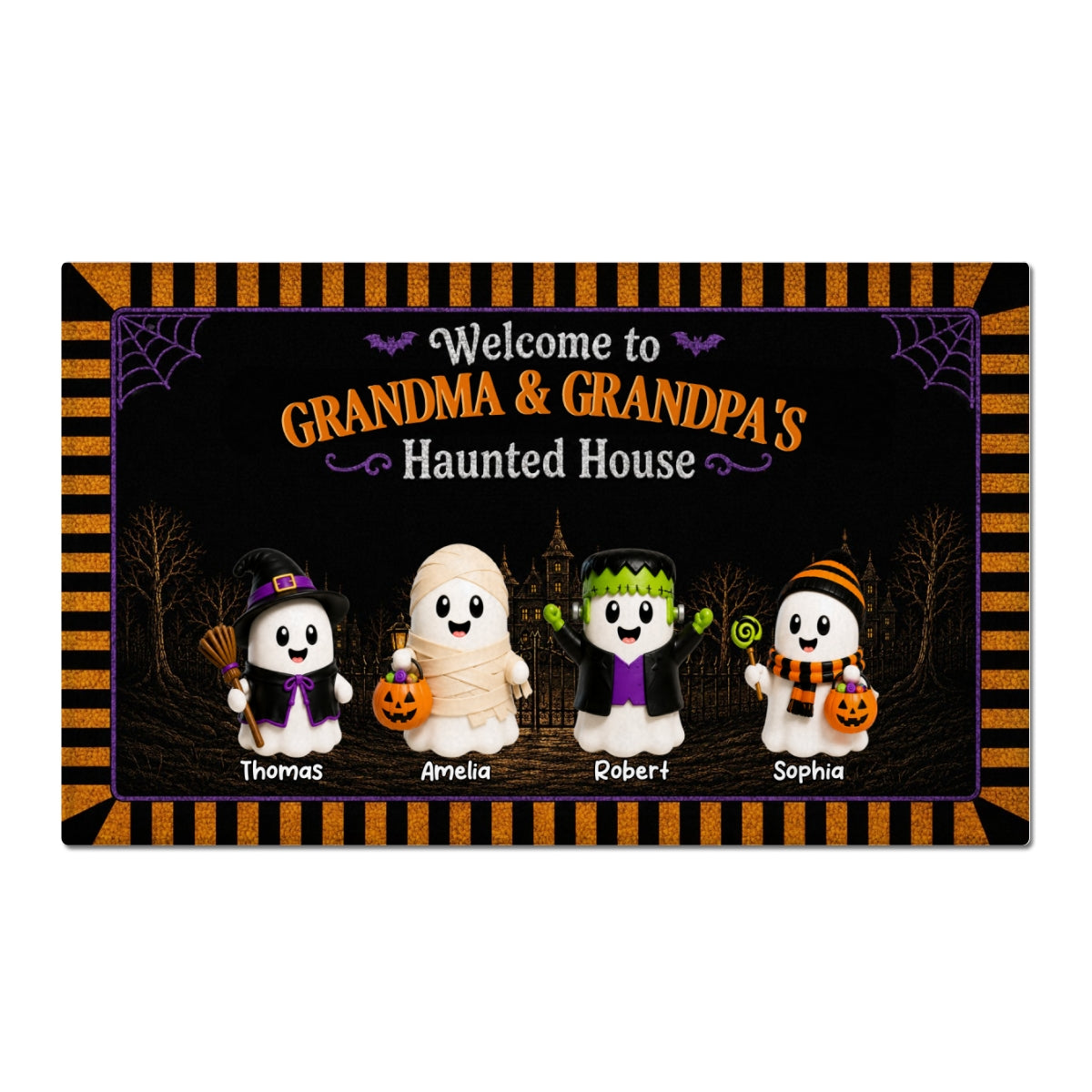 On-trend Spooky Halloween Grandparents House - Personalized Doormat - Halloween Gift For Grandma, Grandpa