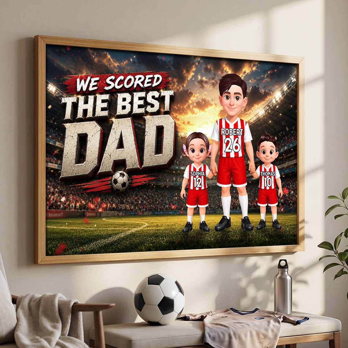 Soccer Dad & Kids Together - Personalized Poster - Father's Day Gift For Dad, Husband