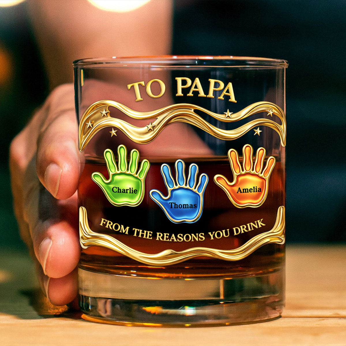 To Papa From the Reasons You Drink - Personalized Whiskey Glass - Father's Day Gift for Dad, Grandpa, Husband