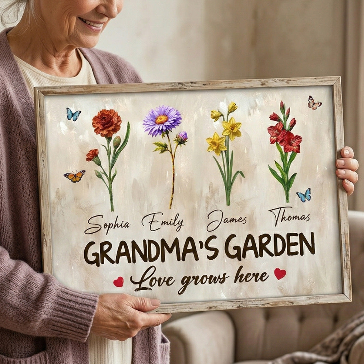 Endless Love Grandma's Garden Birth Month Flowers - Personalized Poster - Mother's Day Gift For Grandma, Mom