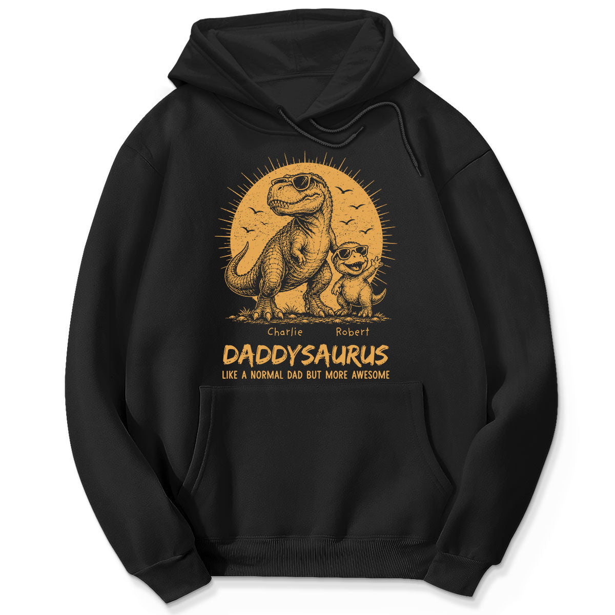 Retro Yellow Vintage Daddysaurus - Personalized Shirt - Funny Father's Day Gift For Dad, Husband
