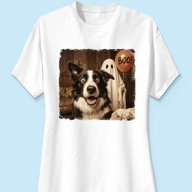 Custom Dog Cat Photo Halloween - Personalized Shirt - Trendy Vintage Spooky Tee for Pet Moms