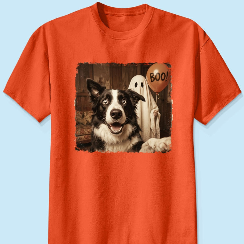 Custom Dog Cat Photo Halloween - Personalized Shirt - Trendy Vintage Spooky Tee for Pet Moms