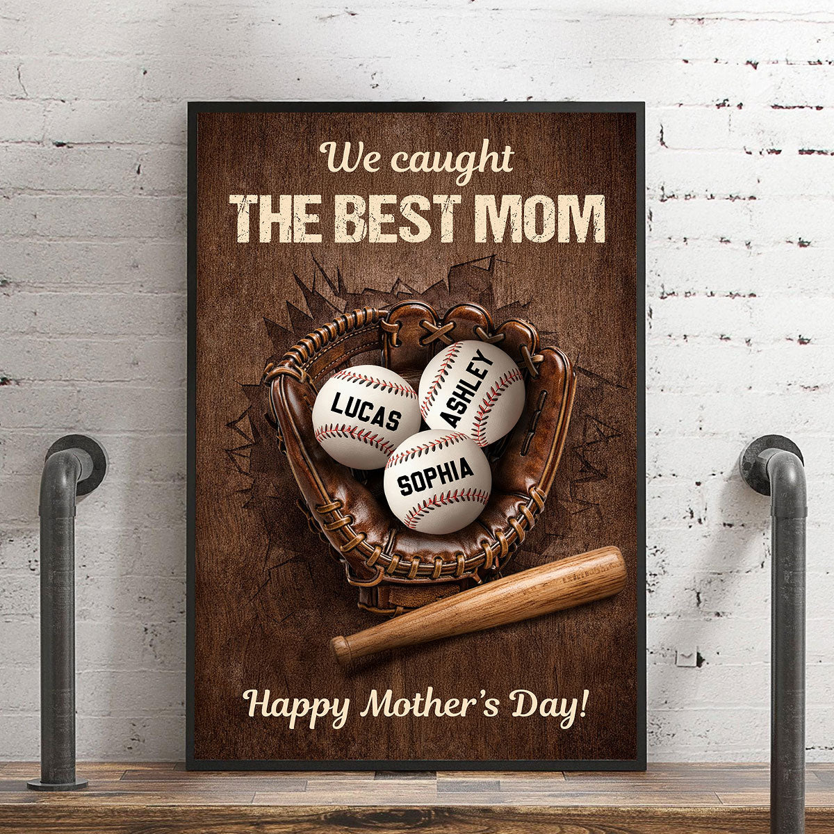 Happy Mother's Day Baseball Mom - Personalized Poster - Heartfelt Mother's Day Gift for Mom, Wife