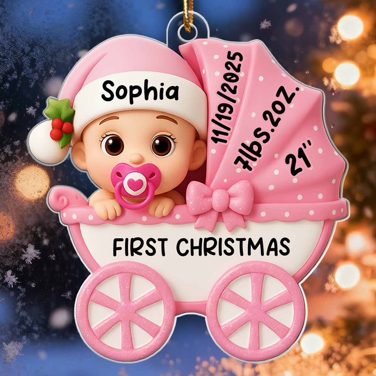 Baby Carriage First Christmas - Personalized Acrylic Ornament - Unique Christmas Gift For New Parents, Newborn Keepsake