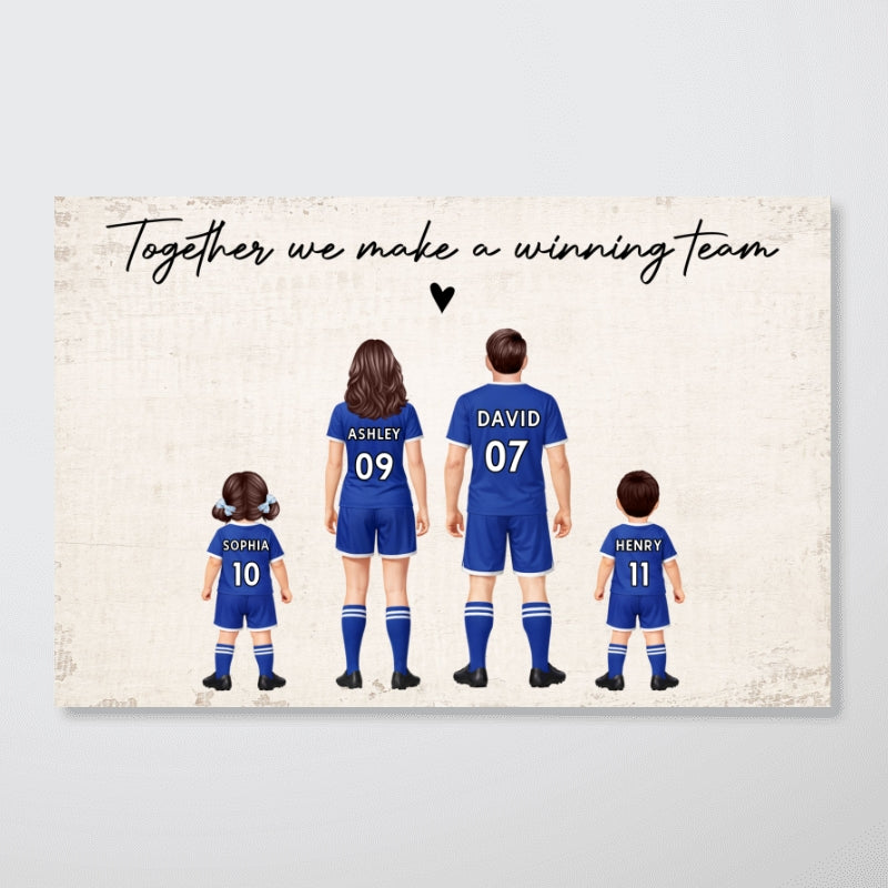 Family Dream Team Football - Personalised Poster - Gift For Football Mum, Dad