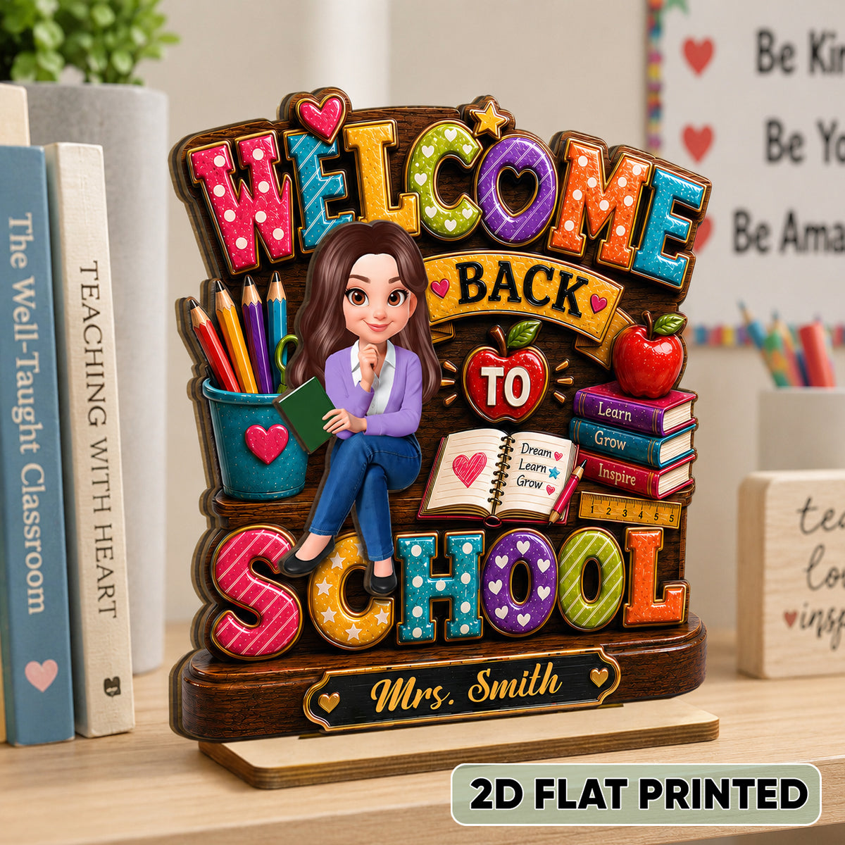 Teacher Welcome Back to School - Personalized 2-Layered Wooden Plaque - Back to School Gift for Teachers