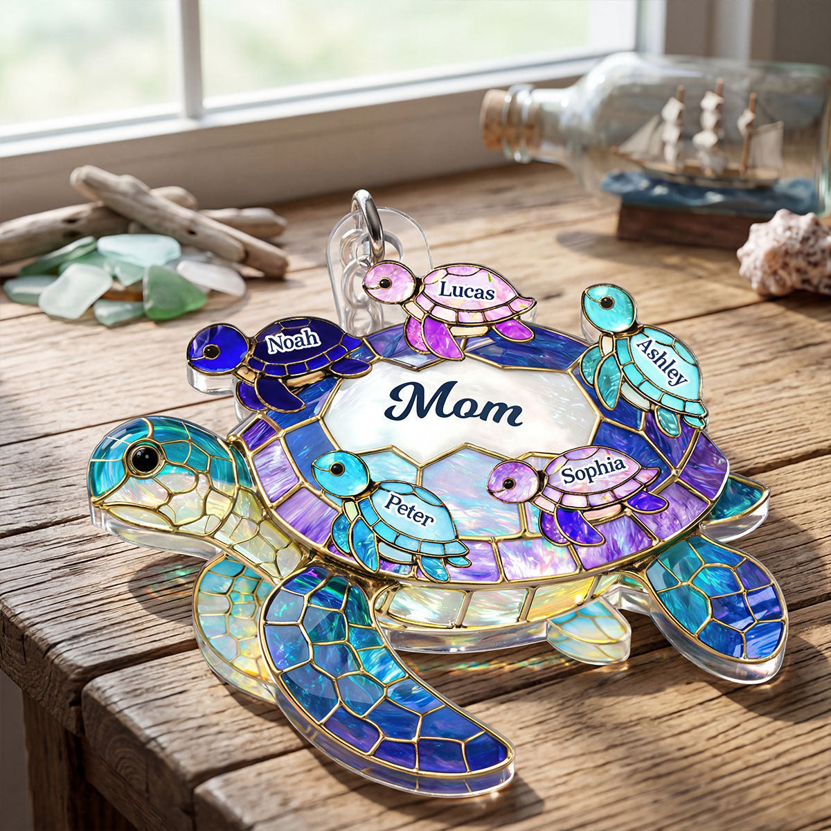Mom Grandma Sea Turtle - Personalized Acrylic Keychain - Mother's Day Gift for Her