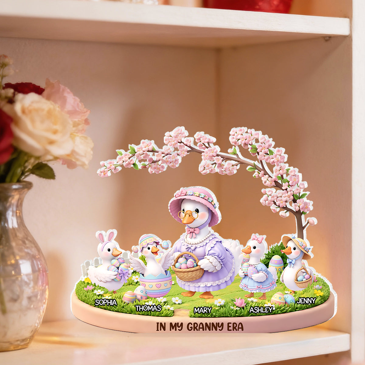 The Egg-cellent Grandkids In Granny Era - Personalized Acrylic Block Plaque - Easter Decor Gift For Grandma