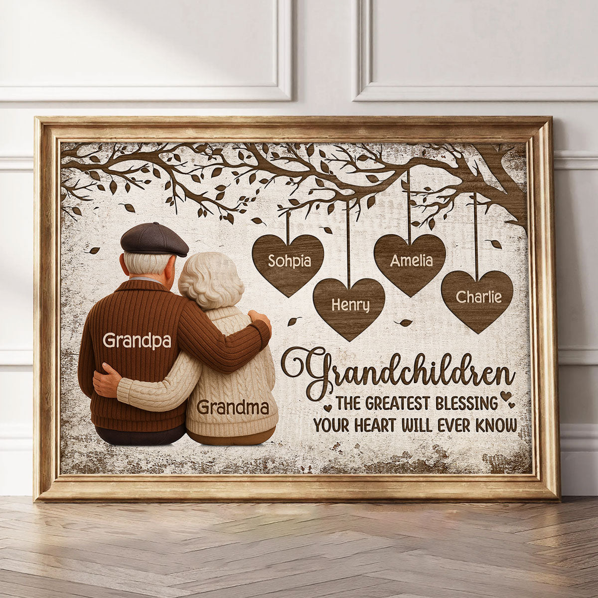 Grandparents And Grandkids The Greatest Blessing - Personalized Poster - Heartwarming Christmas Gift For Grandparents, Grandkids