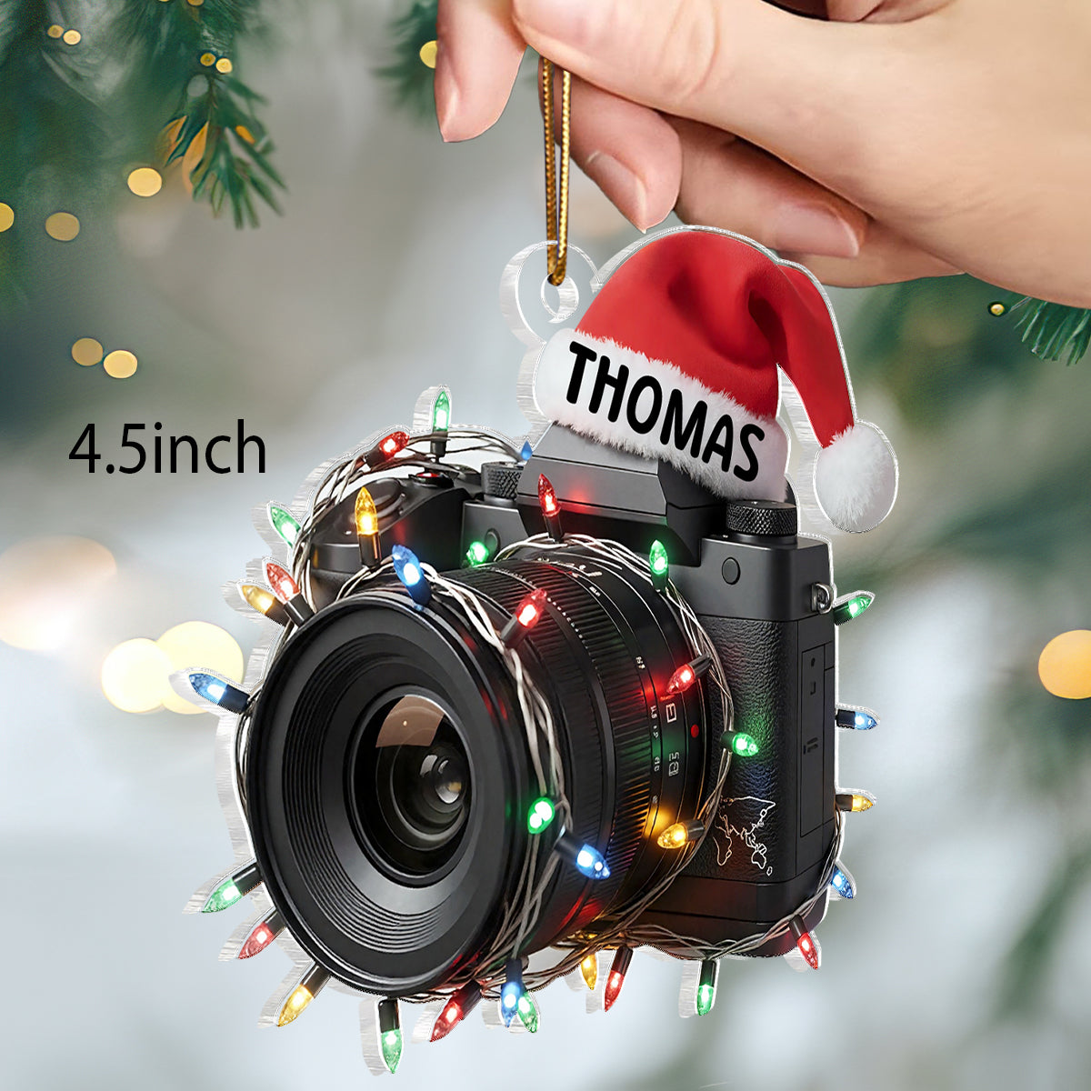 Photographer Camera Custom Name - Personalized Acrylic Ornament - Christmas Gift for Photo Lovers