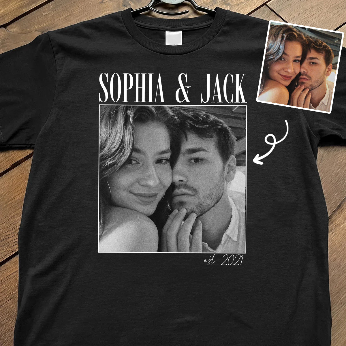 Custom Couple Photo Engagement - Personalized Shirt, - Vintage Couple Picture Shirt, Wedding Anniversary Gift, Couple Gift