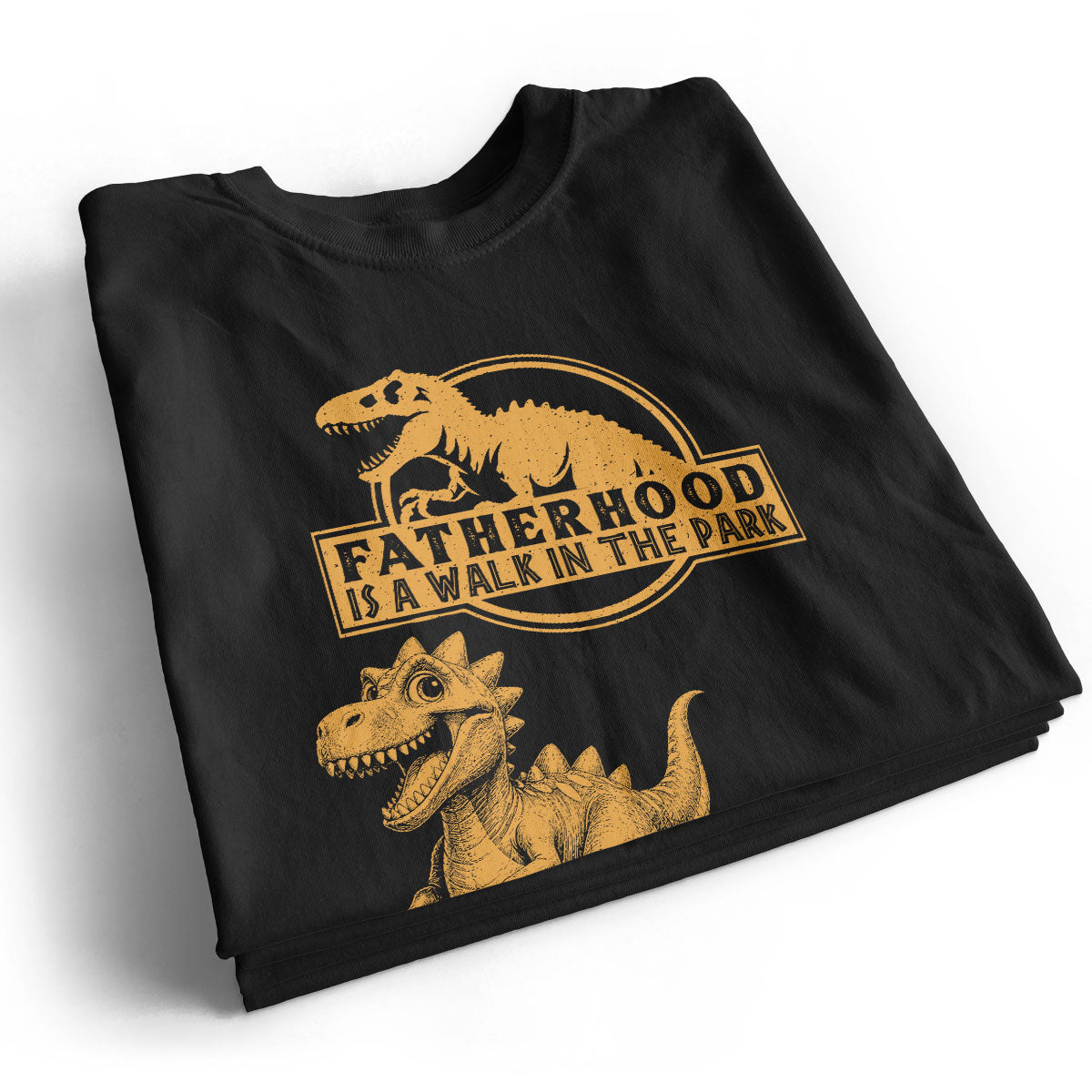 Retro Yellow Vintage Fatherhood Is A Walk In The Park Dinosaurs - Personalized Shirt - Funny Father's Day Gift For Dad, Husband