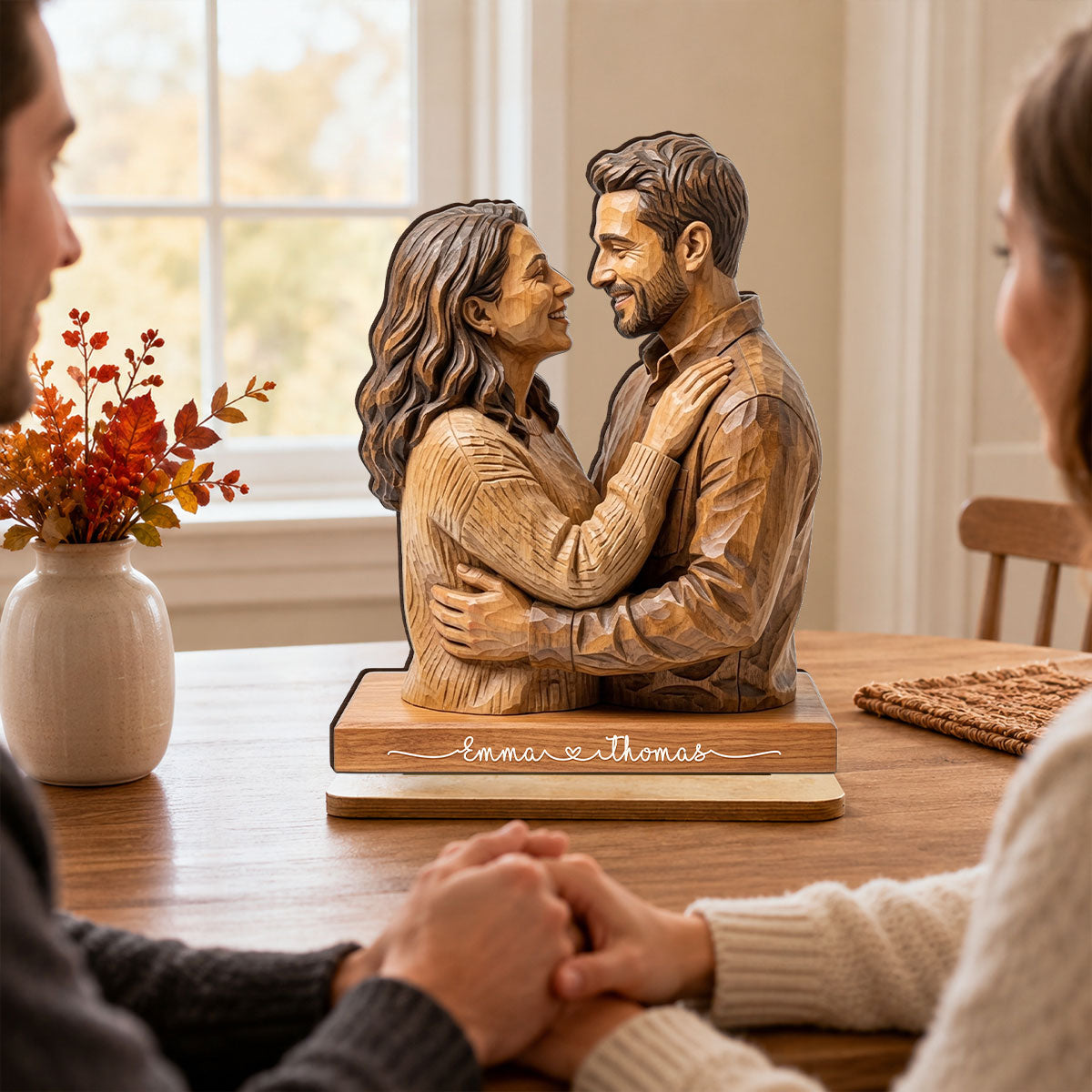 Custom Couple Photo - Personalized 2-Layered Wooden Plaque - Romantic Anniversary Gift for Wife Husband