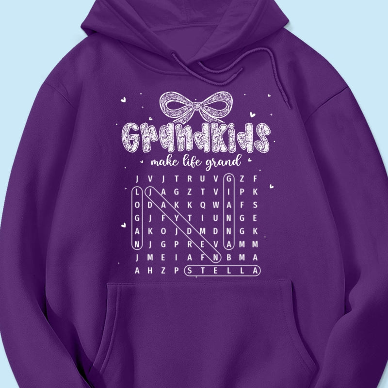 Lace Pattern Grandma Custom Grandkids Names Word Search Puzzle - Personalized Shirt - Gift For Grandma