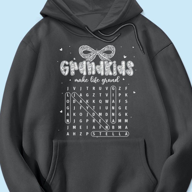 Lace Pattern Grandma Custom Grandkids Names Word Search Puzzle - Personalized Shirt - Gift For Grandma