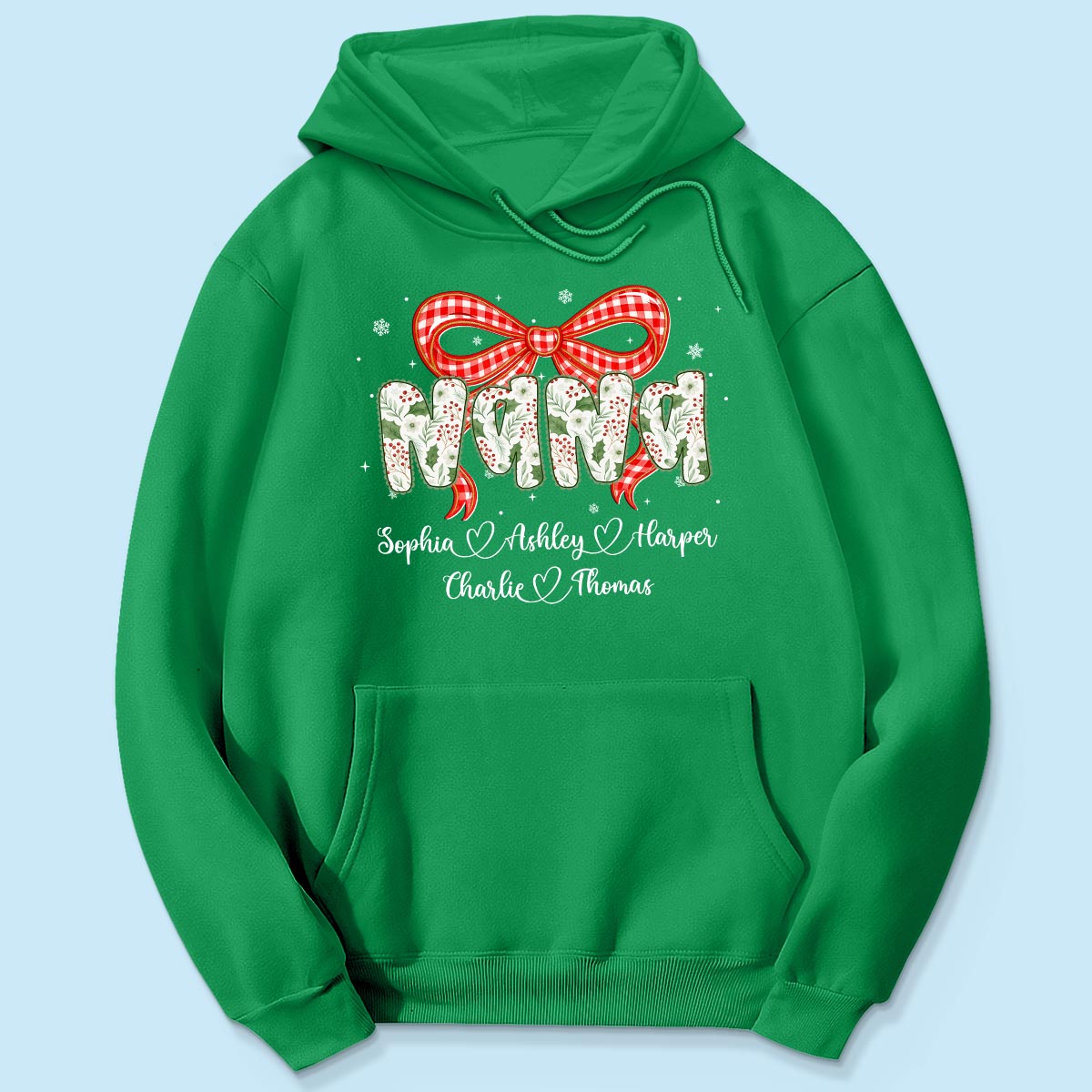 Grandma Coquette Floral Christmas Pattern With Kids Names - Personalized Shirt