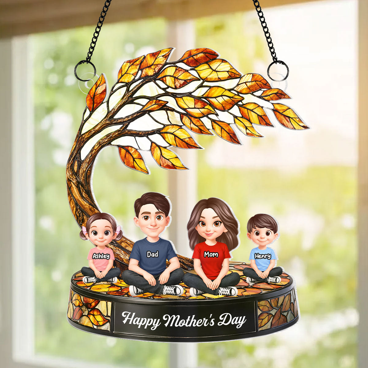 Family is Forever - Personalized Acrylic Window Hanging Suncatcher - Heartfelt Mother's Day Gift for Mom, Wife