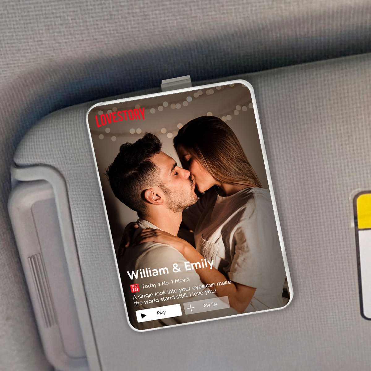 Couple Romantic Love Story - Personalized Acrylic Car Visor - Heartfelt Valentine, Anniversary Gift For Him, For Her