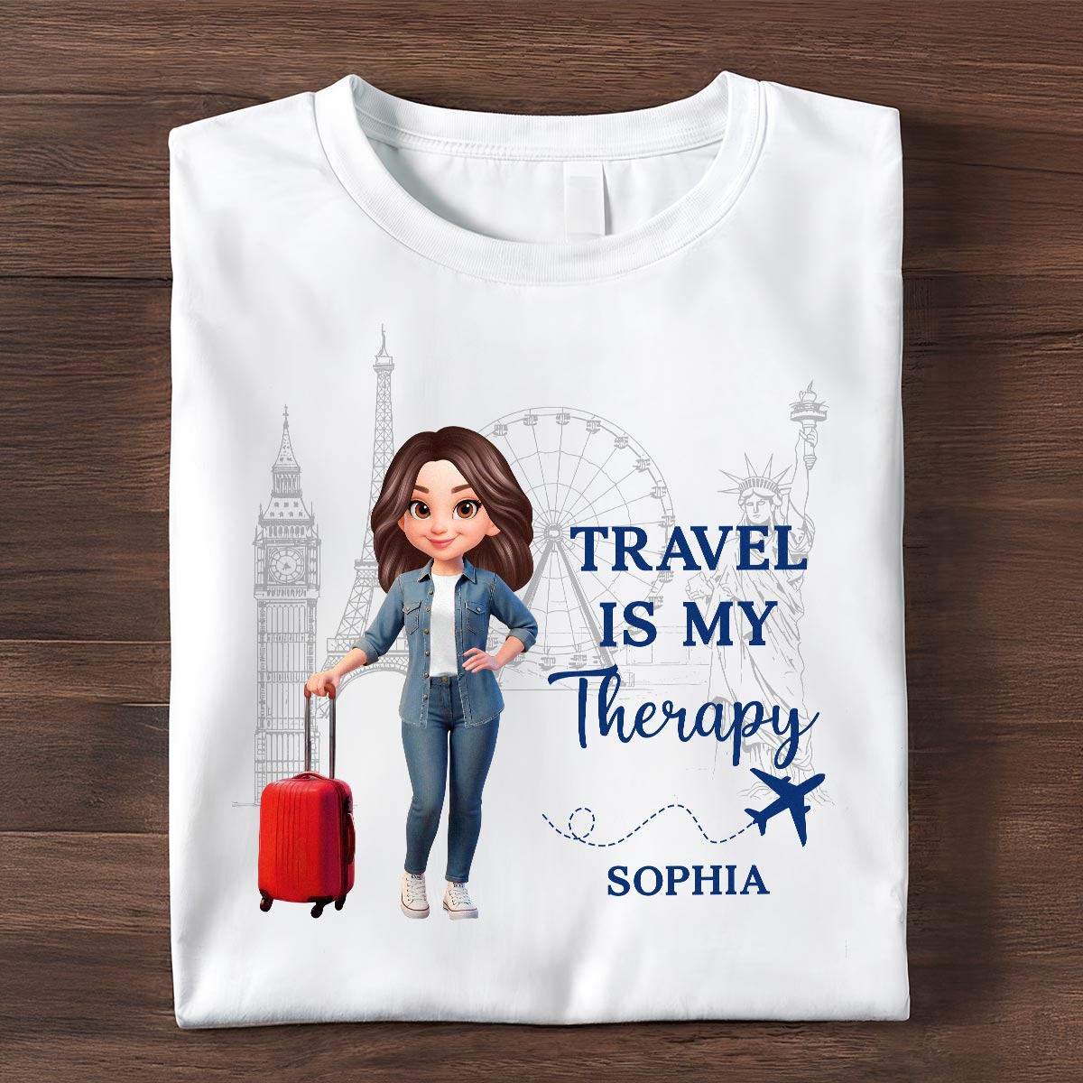 Man Woman Travel Is My Therapy - Personalized Shirt - Gift for Travelers